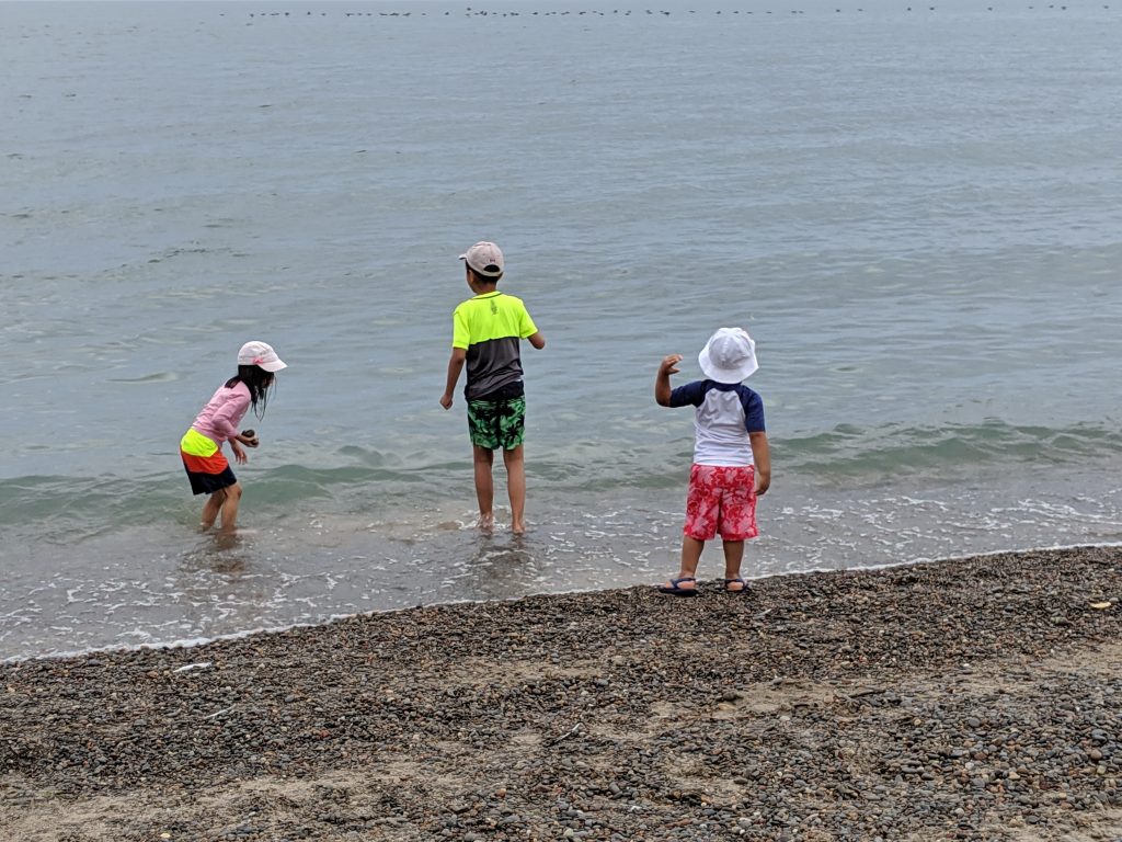 kids playing at the beach