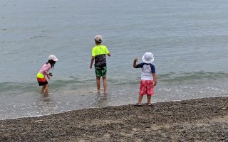 kids playing at the beach