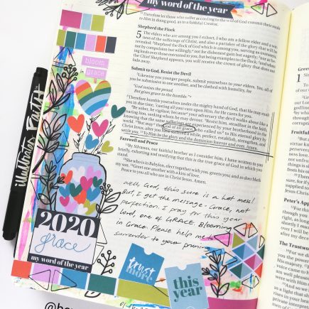 bible journaling page about blooming in grace