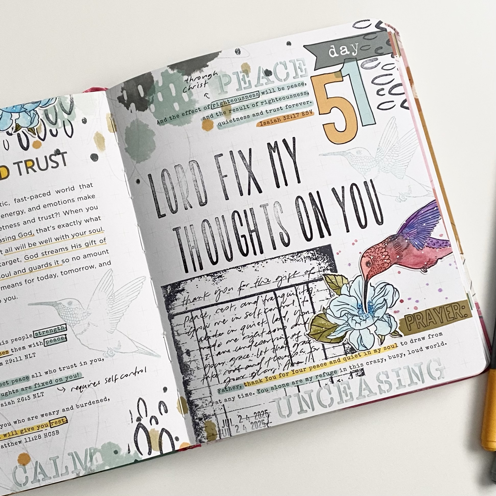 Peaceful thoughts in quietness and trust